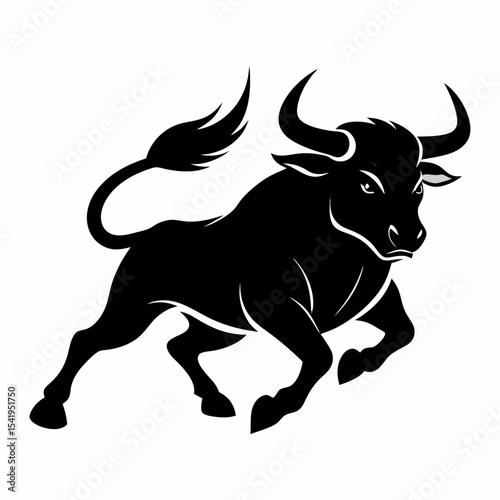 Silhouette vector illustration of a bull