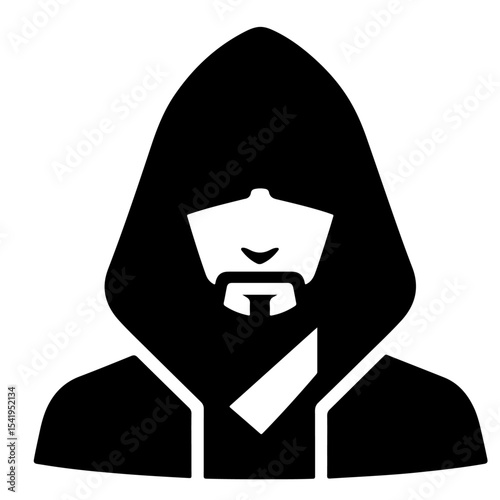 Hoodie Silhouette Icon – Black Vector Person in Hooded Sweatshirt with Hidden Face on White Background