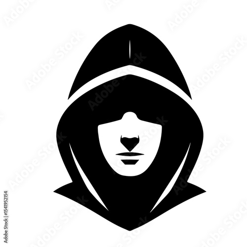 Hoodie Silhouette Icon – Black Vector Person in Hooded Sweatshirt with Hidden Face on White Background