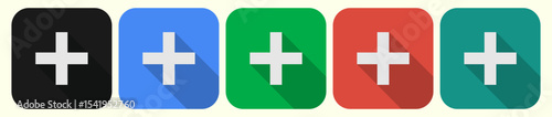 Color square add buttons. Add icons. Add button set