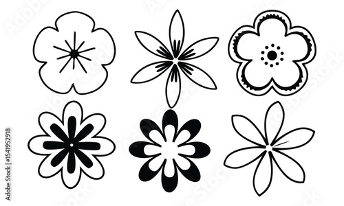 Collection of various floral outlines