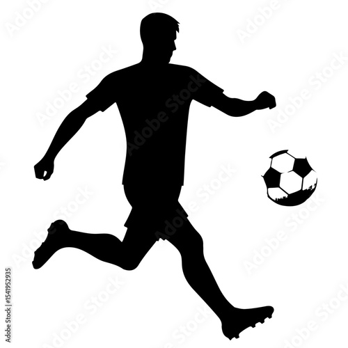 Volleyball Jump Silhouette – Black Figure in Air Spiking Ball on White Background