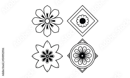 Collection of various floral outlines