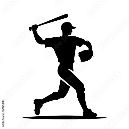 Premium Vector Collection of Powerful Baseball Batter Silhouette Icons for Sports and Design Projects