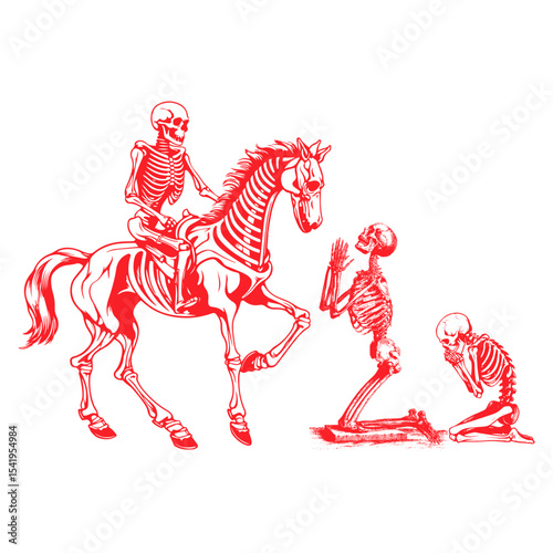 vector illustration of a skeleton prostrating