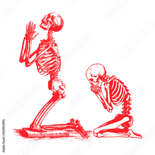 vector illustration of a skeleton prostrating