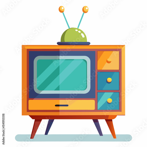 retro tv set with clipping path