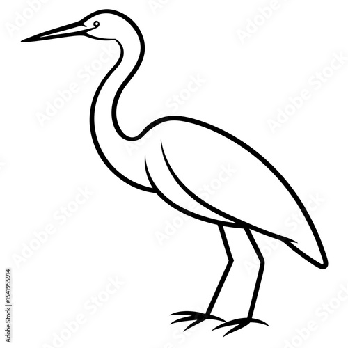 Stylized Heron Outline Design