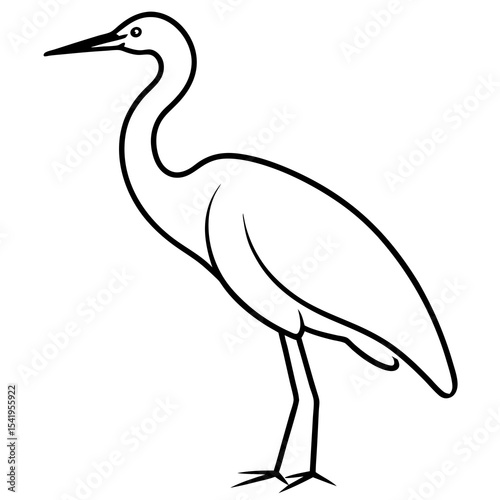 Stylized Heron Outline Design