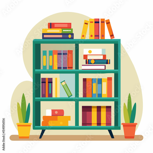 vector illustration of a bookshelf