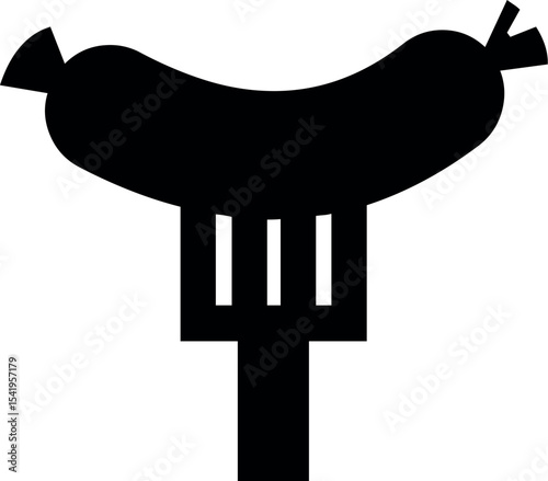 Illustration of sausage on a fork vector image for food blog or culinary website graphic design and illustration needs vector