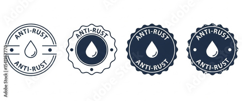 Anti-rust label icon set on white background