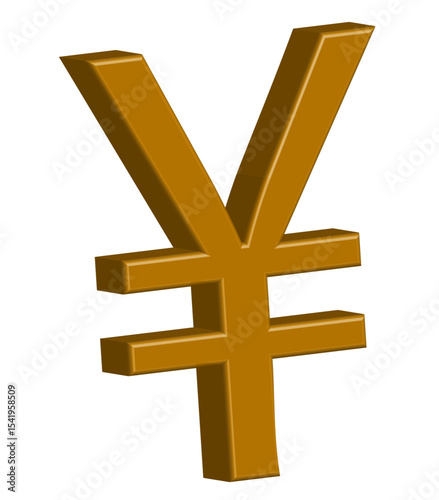 Golden 3d yen yuan symbol icon - asian currency and finance