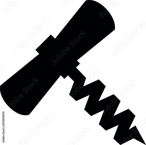 Illustration of wine corkscrew vector icon illustration for bar and restaurant use, sommelier tool for opening bottles, isolated 100 vector