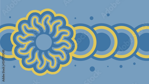 Retro summer sun pattern in blue and yellow – vector background design