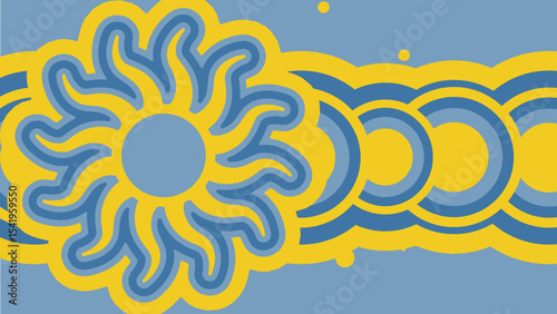 Retro summer sun pattern in blue and yellow – vector background design