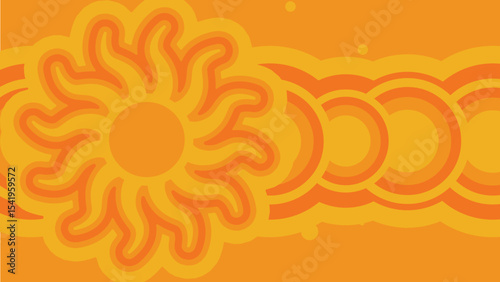 Retro sun pattern – summer vector background in warm colors