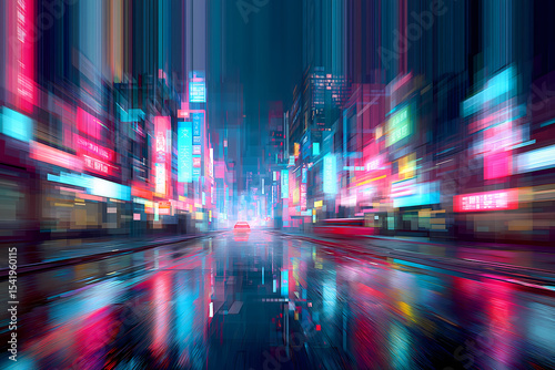 First-Person High-Speed Night Drive Through a Neon Cyberpunk City
