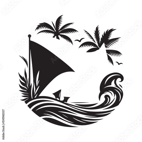 vector illustration of a tropical island