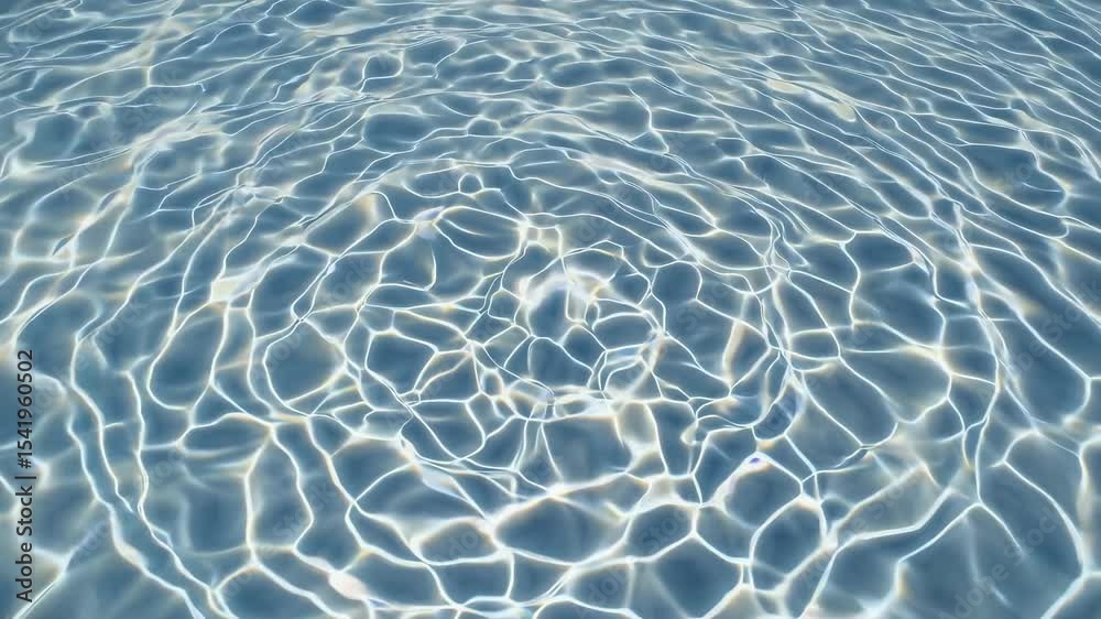 Loopable clear water surface with gentle ripples and sunlight reflections, seamless calming background for summer, spa, relaxation, wellness, or aquatic-themed visuals
