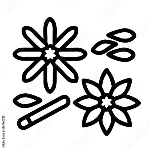 set of flowers