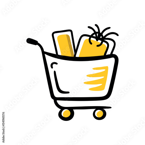 shopping cart full of groceries