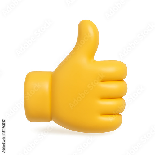 3D icon of a classic yellow thumbs up emoji with rounded corners, glossy surface, and a smooth cartoon look, representing general approval, agreement, or positive feedback.