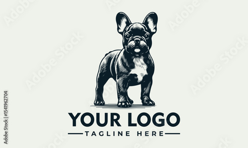 Illustration of a French Bulldog standing, facing forward, with a white chest patch.