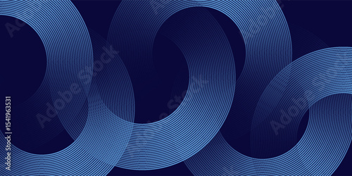 Blue abstract background with glowing circles. Swirl circular lines pattern. Geometric spiral. Twirl element. Modern graphic design. Futuristic technology