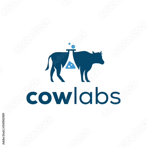 abstract cow lab logo design