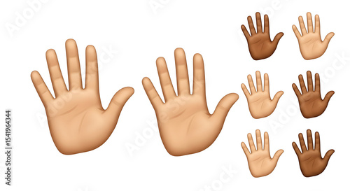 Waving Hand emoji in various skin tones isolated on