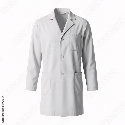 Blank white coat on a white background. 3d rendering.