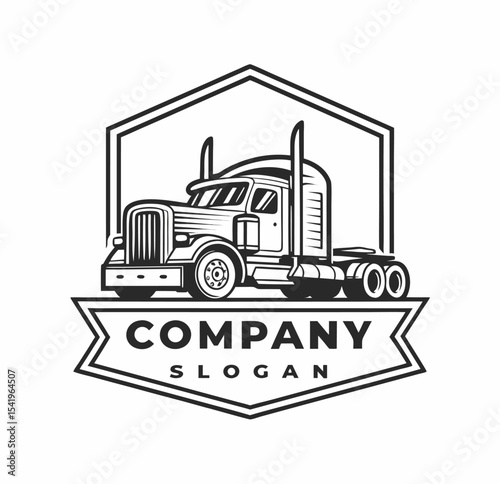 Truck company logo t-shirt graphic design vector illustration 
