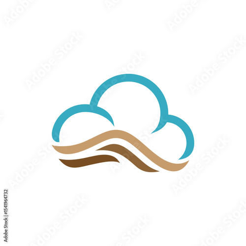 Minimal Blue Cloud with Wave Logo