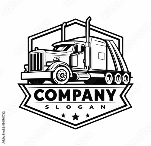Truck company logo t-shirt graphic design vector illustration 
