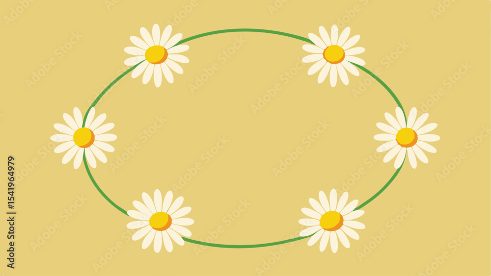 Obraz premium Daisy wreath design with transparency for floral invitations and spring decoration