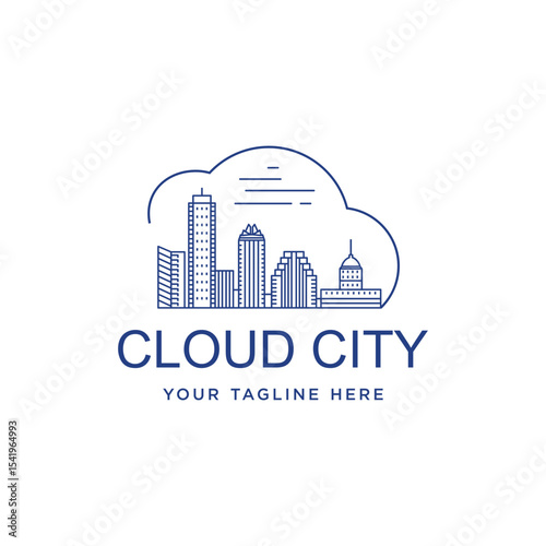 cloud city line logo illustration