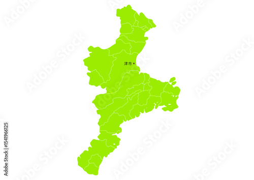 三重県の行政区分付き地図