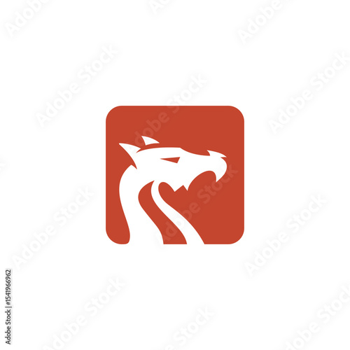 silhouette dragon in the square shape logo