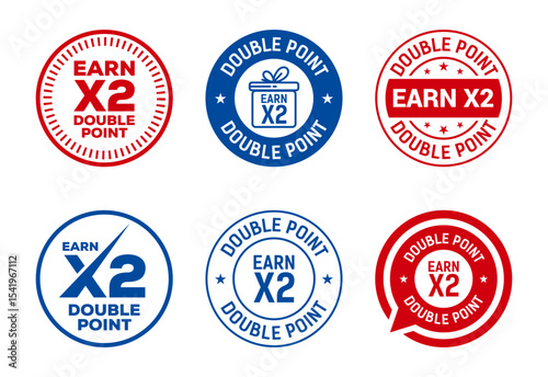 Earn x2 double point icons set design. Earn x2 sign symbol for promotion