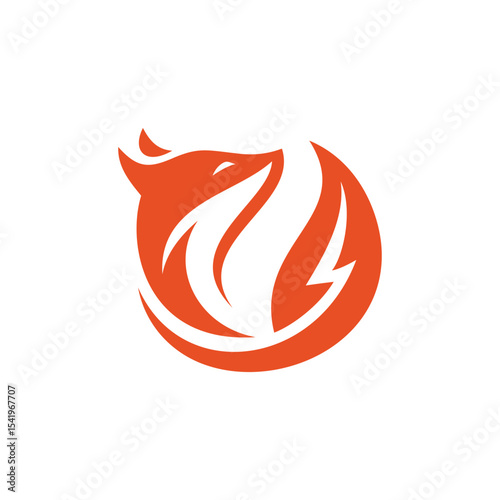 creative fox with thunder tail logo
