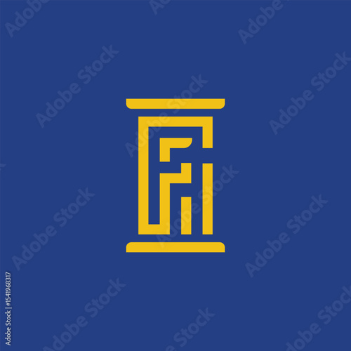 silhouette of letter F pillar logo template