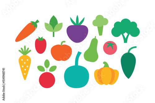 Colorful Fruits and Vegetables Vector Bundle for Healthy Food Designs