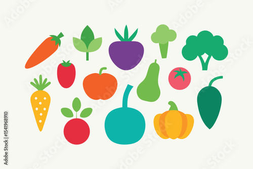 Colorful Fruits and Vegetables Vector Bundle for Healthy Food Designs