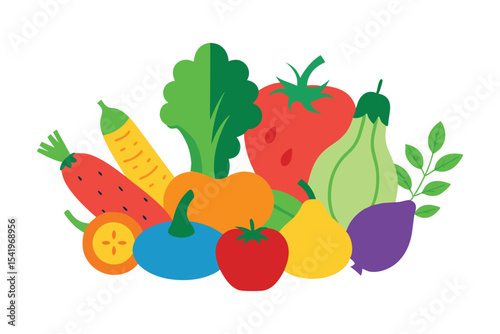 Colorful Fruits and Vegetables Vector Bundle for Healthy Food Designs