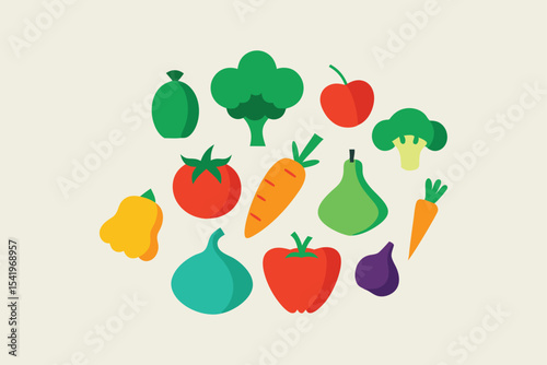 Colorful Fruits and Vegetables Vector Bundle for Healthy Food Designs