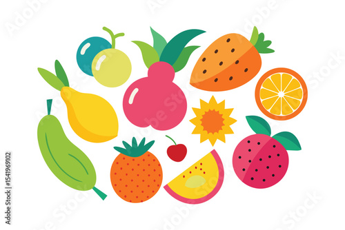 Colorful Fruits and Vegetables Vector Bundle for Healthy Food Designs