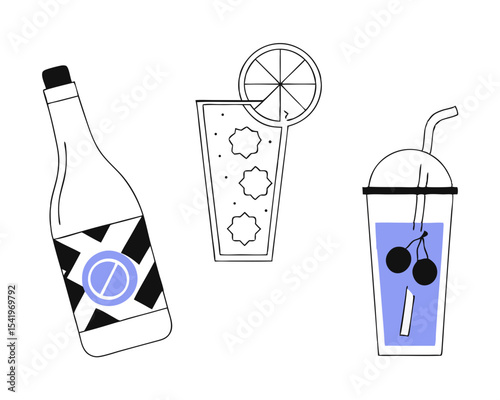 Retro Lemonade & Summer Cocktails - Vintage Drink Vector Collection