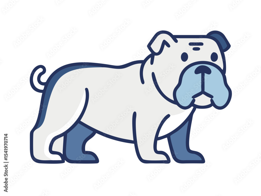 Fototapeta premium Cute cartoon bulldog illustration perfect for children's products. A cheerful, cartoon illustration of a light beige bulldog.