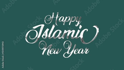 Wallpaper Mural Silver happy Islamic New Year Text Animation. Suitable for digital greeting cards, social media posts, and festive presentations. Torontodigital.ca